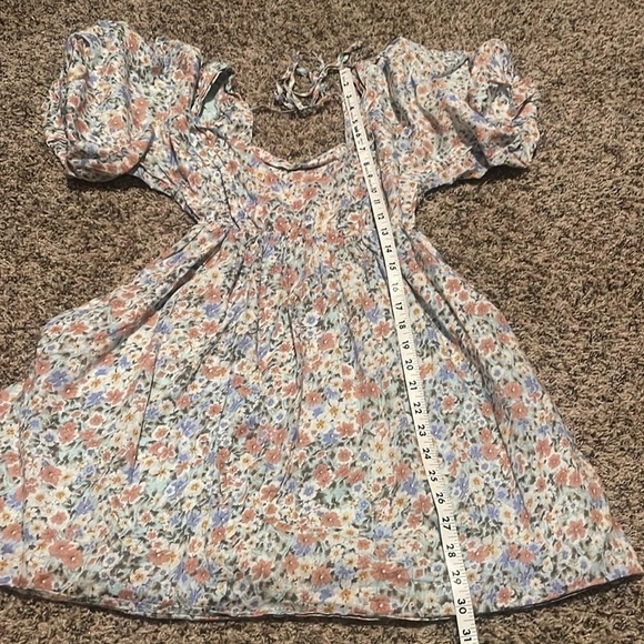 Mable Squareneck Puff Sleeve Floral Mini Dress  Medium - Picture 4 of 9